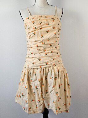 Japna Women's Mini Ruched Dress With Orange Pattern Size Large